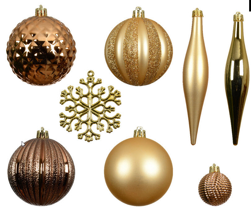 Mix de Décorations de Noël – Or & Brun – 46 pièces