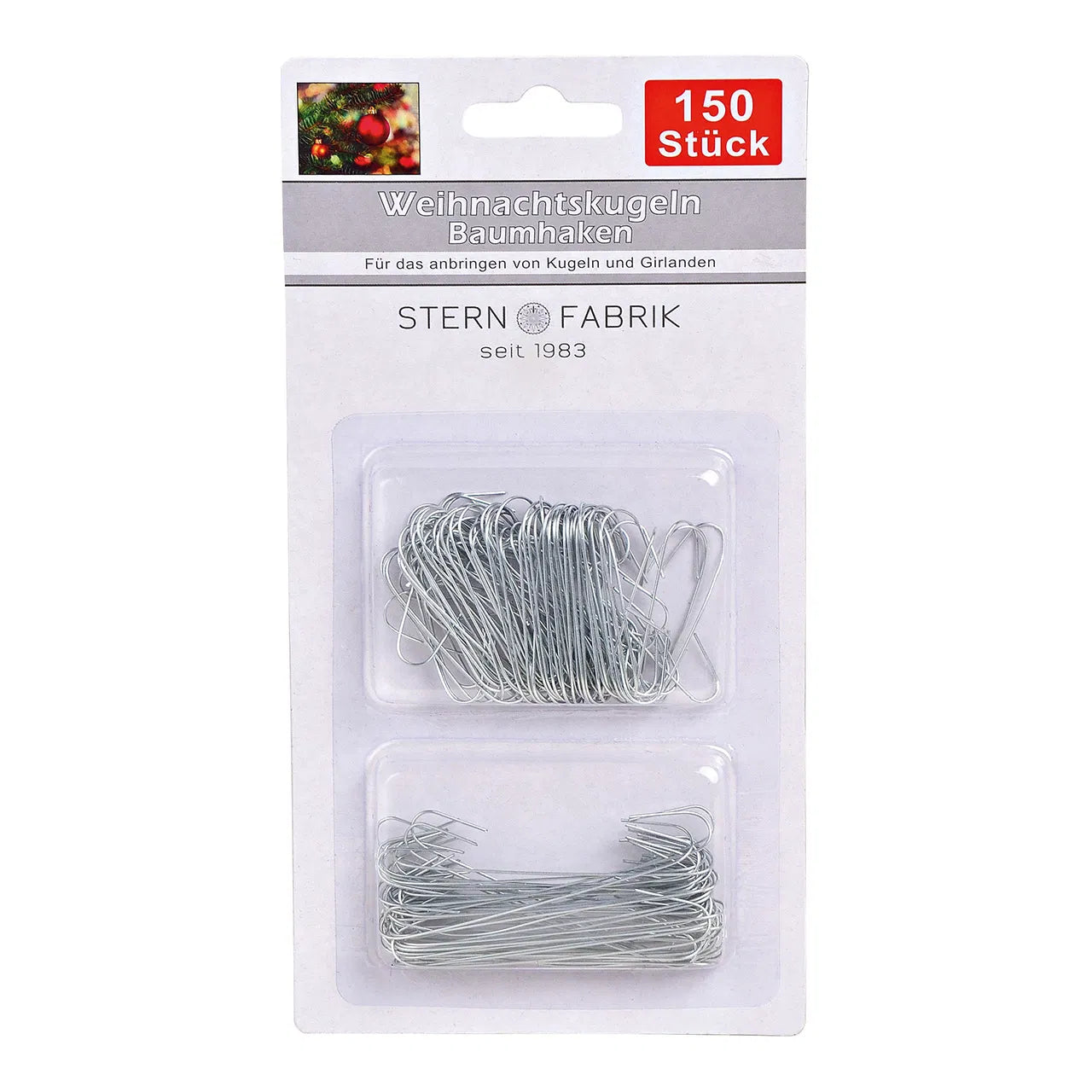 Crochets pour boules de Noël en métal, set de 150 pièces, argent (L/H/P)